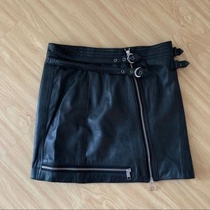Topshop Genuine Lamb Leather Zip Skirt
